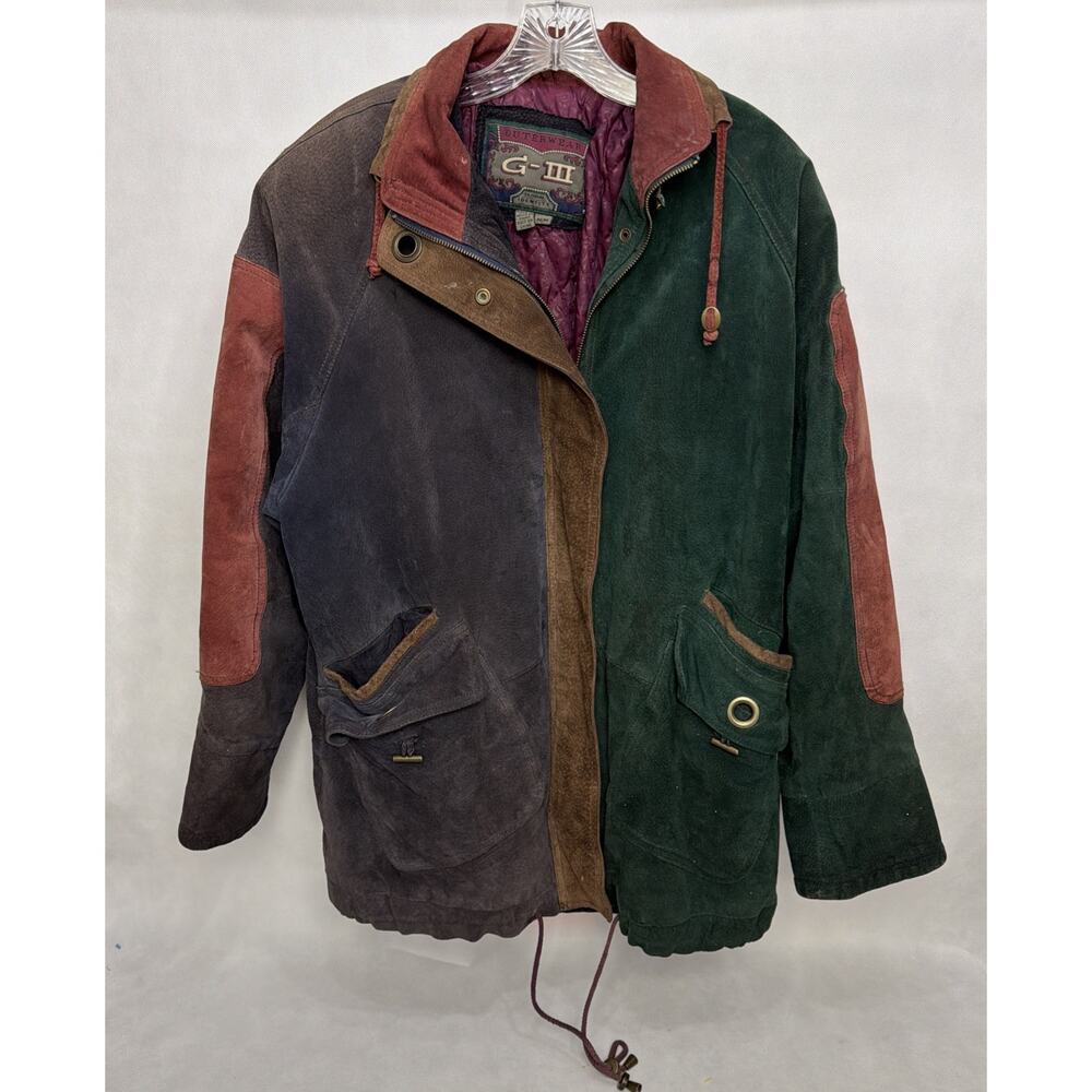 Vintage Global Identity Outerwear G-III Colorblock Leather Jacket Bomber Mens M